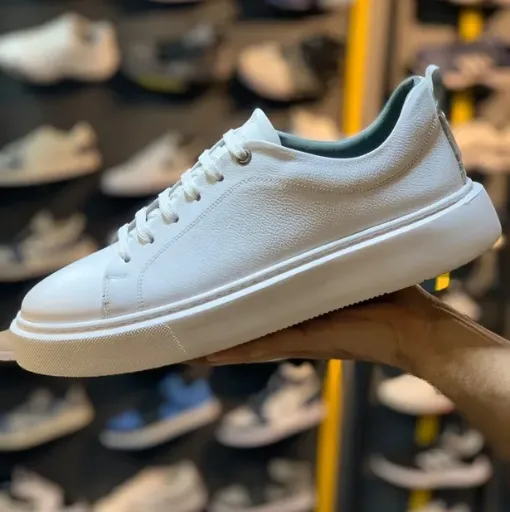کفش ونس گانت تمام سفید (Gant All White Casual Sneaker) - رویه چرم صنعتی مرغوب با حکاکی لوگوی گانت | مستر کوالیتی