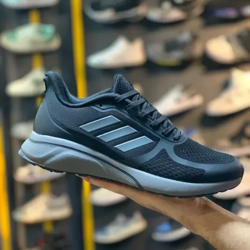 کفش ورزشی و رانینگ آدیداس مدل Adidas Go Star - مشکی با زیره و سه خط طوسی | مستر کوالیتی