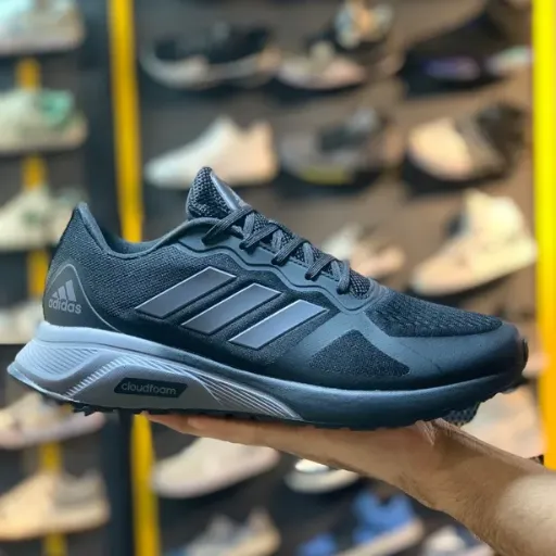 کفش ورزشی و رانینگ آدیداس مدل Adidas Cloudfoam - مشکی با زیره طوسی‌مشکی | مستر کوالیتی