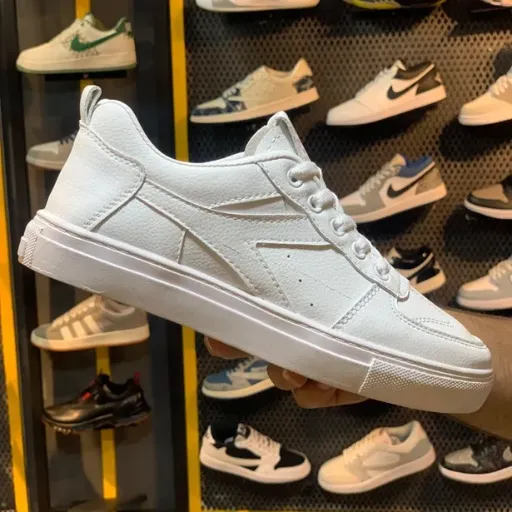 کفش ونس سفید دیادورا (Diadora White Casual Sneaker) - رویه چرم صنعتی مرغوب تمام سفید | کیفیت عالی