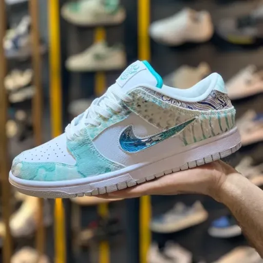 کفش کتانی اسپرت نایکی دانک لو مدل Nike Dunk Low / Air Jordan - طرح اژدها (Year of the Dragon) رنگ سفید سبز | مستر کوالیتی
