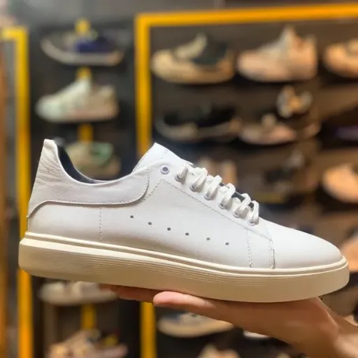 کفش ونس الکساندر مک‌کویین سفید (Alexander McQueen White Sneaker) - رویه چرم صنعتی مرغوب تمام سفید | کیفیت عالی
