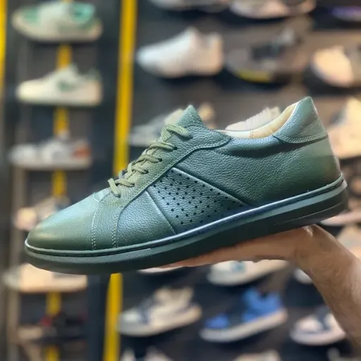 کفش ونس زارا سبز (Zara Green Casual Leather Sneaker) - رویه چرم صنعتی مرغوب با پنل‌های پانچی تنفس‌پذیر | کیفیت عالی